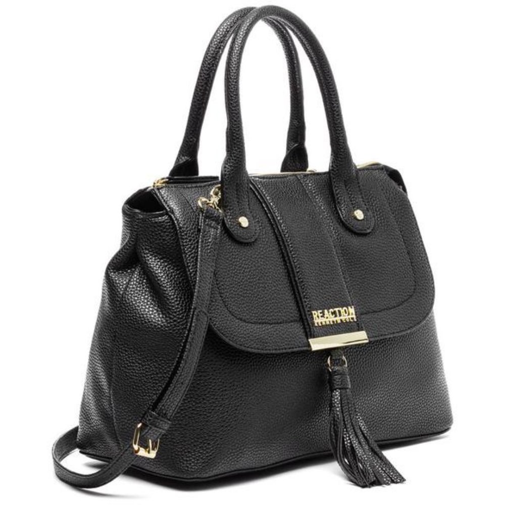 WOW 50% Off! Kenneth Cole Reaction Black Flap Front Norway Satchel With Tassel
